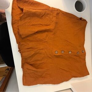 Orange Button-Detail Skirt